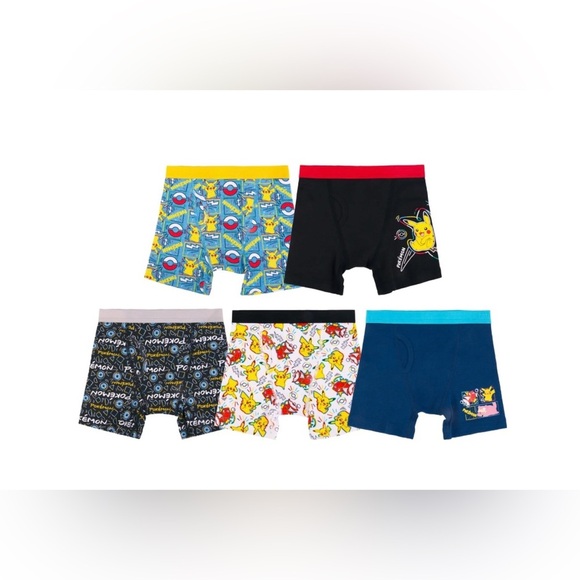 Handcraft Pokemon 5 pack boys 100% cotton Pikachu Boxer Briefs size 4 - - Picture 1 of 3